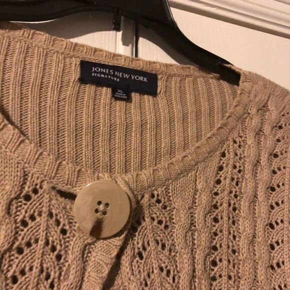 Jones New York camel 1 button knitted cardigan sz XL - Picture 7 of 9